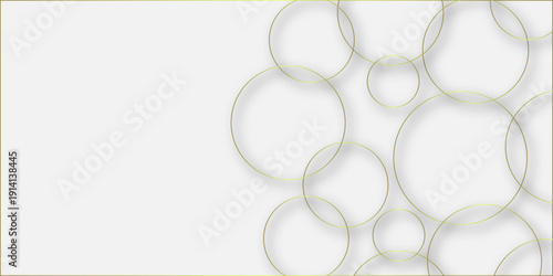 Modern design background for report and project presentation template.Abstract background golden circle stock line with shadows.	Minimal style white website banner, decoration Vector.