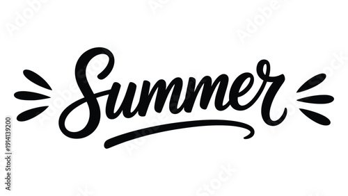 summer elegant script typography lettering with decorative swashes isolated on light background seasonal banner design