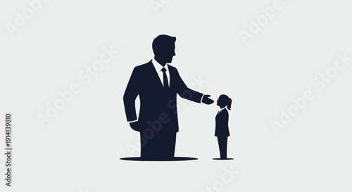 Big Boss Helping Small Employee, Mentorship, Business Growth Concept