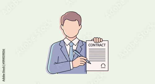 Businessman holding contract and pen, ready to sign agreement or deal
