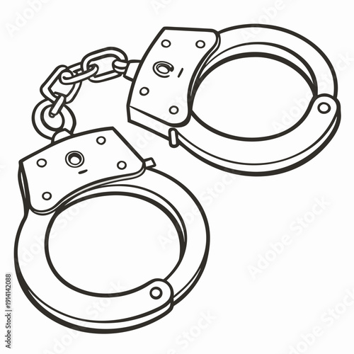 Handcuffs with chain link on white background police 2