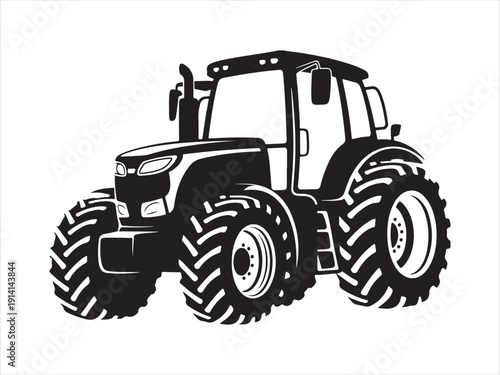 Vector illustration of silhouette of a vintage farm tractor illustration isolated on white background 