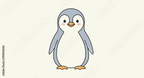 Cute cartoon penguin character standing on a plain background.