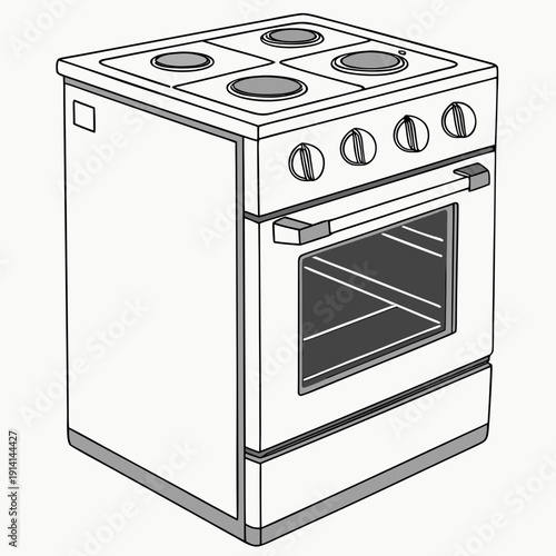 Four burner stove with oven kitchen appliance cooking range