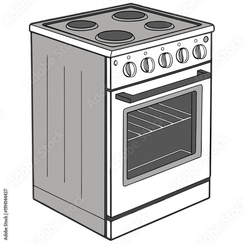 Gray and white electric stove with oven kitchen appliance 1