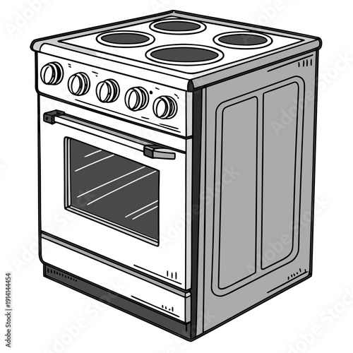 Gray and white of electric range oven appliance kitchen