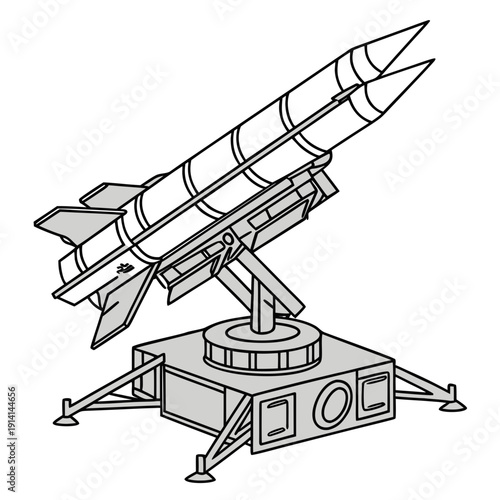 Gray missile launcher on a white background rocket