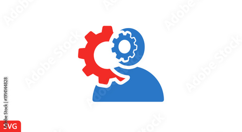 Human profile with gears, concept of productivity and engineering