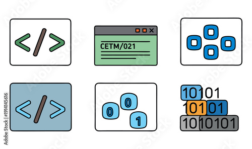 Coding icons displayed on digital interface