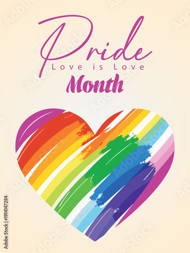 A vibrant rainbow-striped heart symbolizes love and acceptance for pride month, celebrating diversity and equality