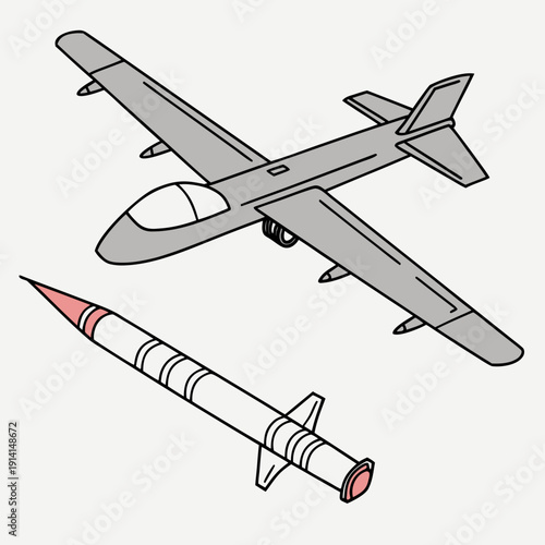 Tactical drone releasing guided missile military aircraft