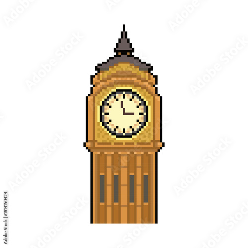 OLD CLOCK TOWER LANDMARK PIXEL ART