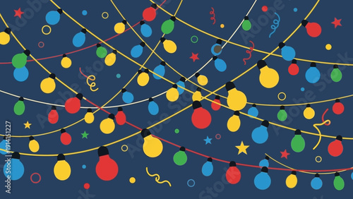 Colorful String Lights Illuminating a Festive Celebration.