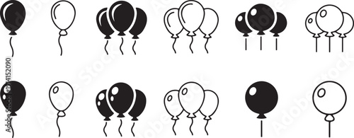Balloon icon set vector for celebration, party, and festive design concepts.