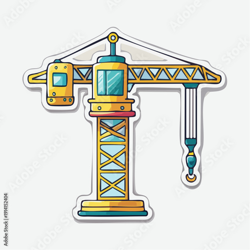 Crane sticker isolated on a construction site illustration showcasing machinery