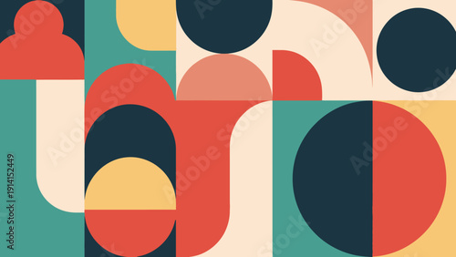 Abstract geometric pattern with colorful shapes and modern design.