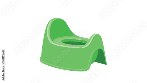 A bright green plastic potty training chair, designed for toddlers and children, isolated against a clean white background.