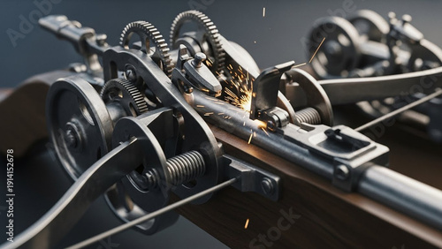 Intricate Mechanical Device - Detailed Close-up of Gears and Mechanisms.