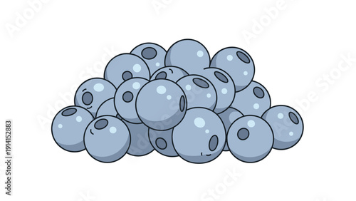 A plump pile of fresh, ripe blueberries, depicted in a charming and simple cartoon style, ready for enjoyment.