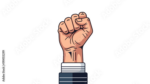 A powerful raised fist, symbolizing strength, unity, and determination, depicted with a resolute and determined expression.