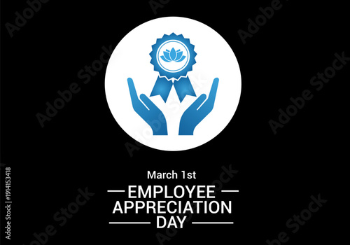 Employee Appreciation Day logo with hands holding a blue rosette
