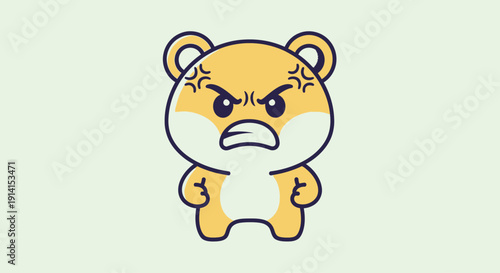 Angry cartoon bear character with clenched fists expressing frustration.