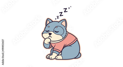 Cute cartoon dog sleeping peacefully with a mask on its face.
