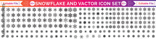 Snowflake icons. Blue snowflake icon set isolated vector illustration. Snow sign. Winter snow symbol