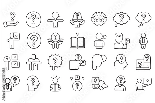 FAQ and help line icons with question and answer