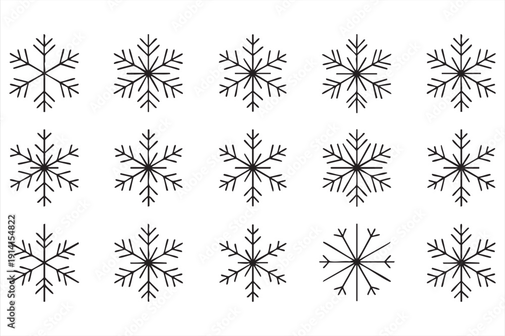 Obraz premium Holiday frost crystal symbol pack for seasonal design
