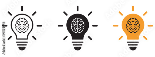 Lightbulb Brain Idea Vector Illustration - Flat Design for Innovation Concepts