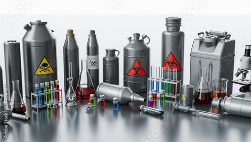 Laboratory Equipment Display - Hazardous Materials and Scientific Instruments.