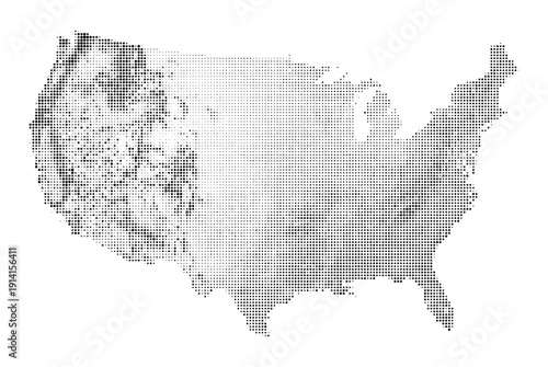Halftone United States Map With Dot Pattern Texture