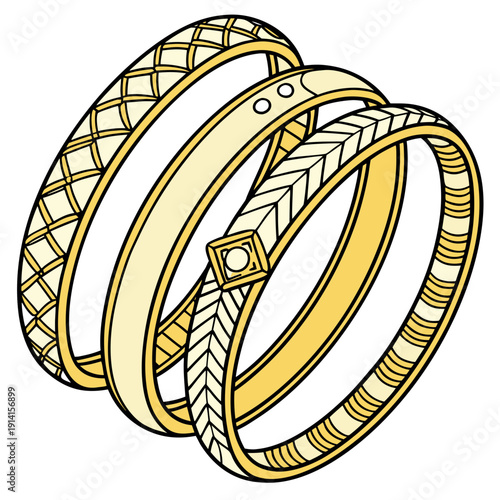 Gold bangle bracelets with various patterns jewelry