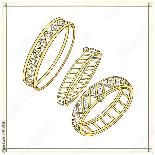 Gold bangles with diamond details diamond jewelry luxury accessories