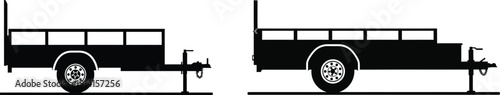 A black and white drawing of two trailers side by side