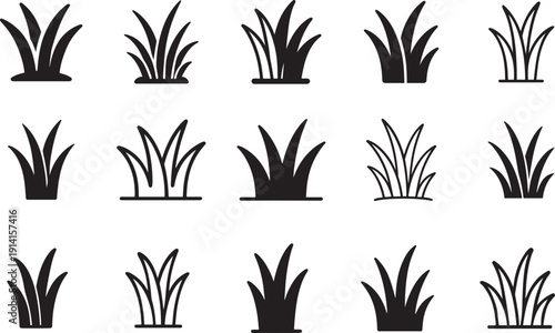   Multipurpose grass icon set in outline, glyph and filled styles, clean editable vector for web use.