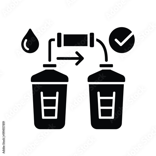 Water filtration process icon showcasing clean water from a two stage system