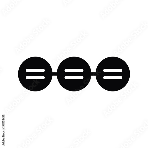 Three black circles with horizontal lines a minimalist graphic design