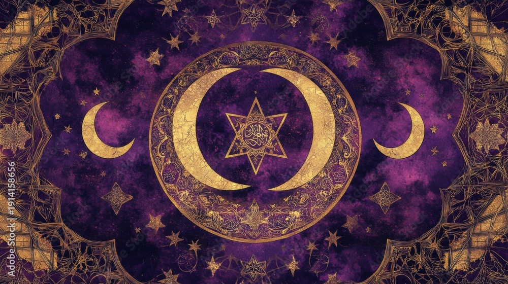 Fototapeta premium Sacred ramadan celebration intricate patterns and celestial symbols stunning background spiritual environment artistic viewpoint