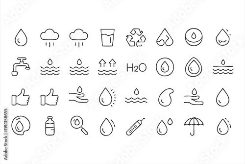 Clean water supply and plumbing outline collection