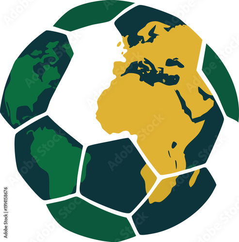 World map soccer ball concept vector illustration