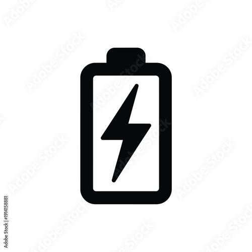 Simple black and white illustration of a fully charged battery icon