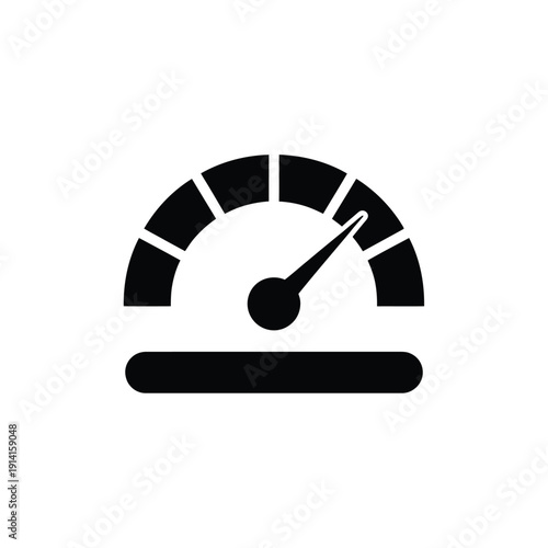 Simple black speedometer icon displaying moderate speed or performance level