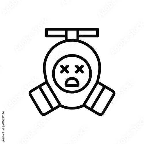 Line art illustration of a drone with a surprised or dead expression