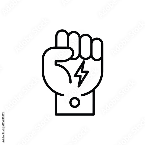 A clenched fist with a lightning bolt symbol inside a circle