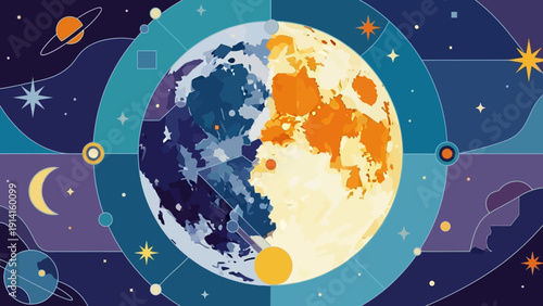 Celestial harmony - Earth and Moon in a cosmic dance.