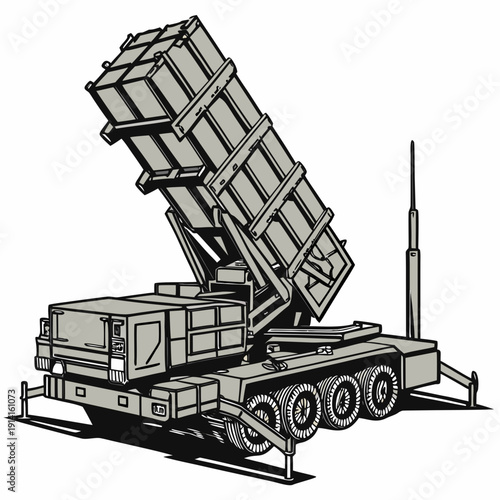 Missile launcher vehicle with raised platform military