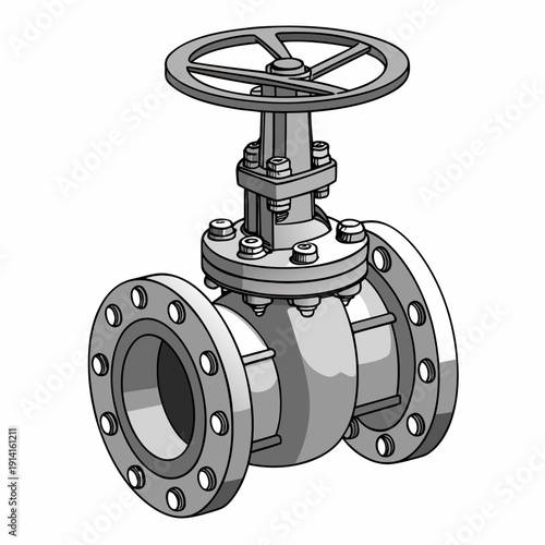 Steel gate valve with flange connections and wheel handle