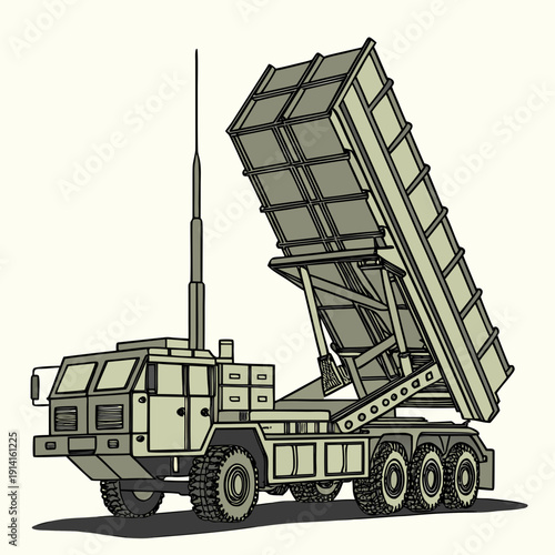 Military truck with missile launcher system military vehicle